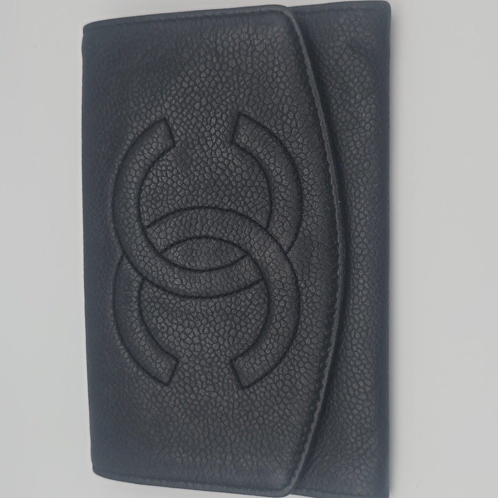 Chanel Big CC Logo Black Caviar W/ Gold Hardware Bifold Wallet (COA)(EUC)✨ - Picture 3 of 16